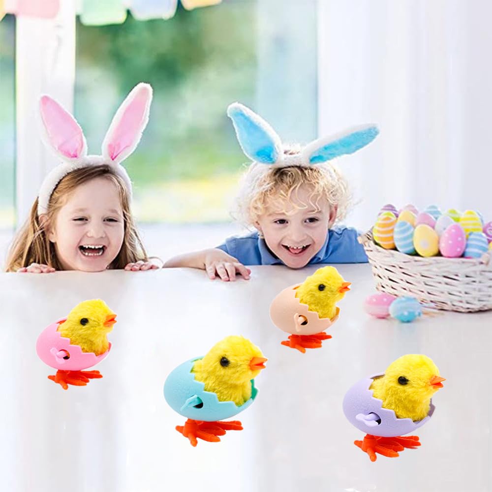 delendo Jumping Bunny Wind Up Toys Easter Egg Hunt Basket,Chicken Hopping Windup Toy for Kids Toddlers Party Favors Goody Bag Fillers Birthdays Gifts