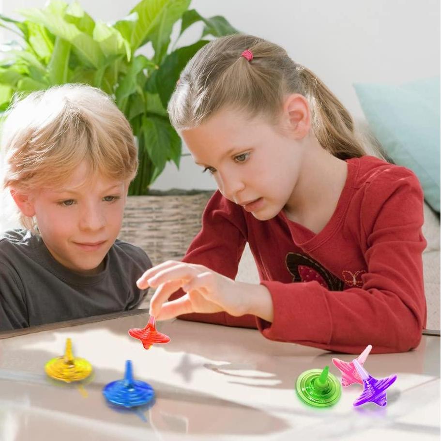 delendo Acrylic Spinning Tops Gems Toys, Colorful Durable Shiny Crystal Small Tops for Boys Girls Kids Game